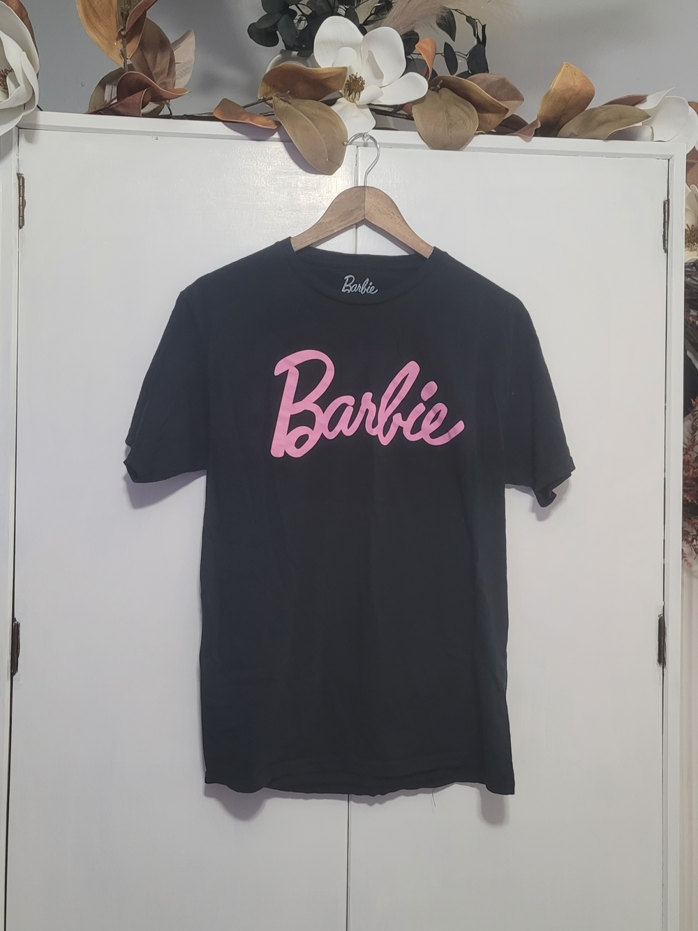 Barbie Black Tee with Pink Logo - Kids' Short Sleeve Shirt